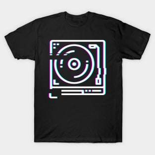 Retro Glitch Vinyl Record DJ Turntable T-Shirt